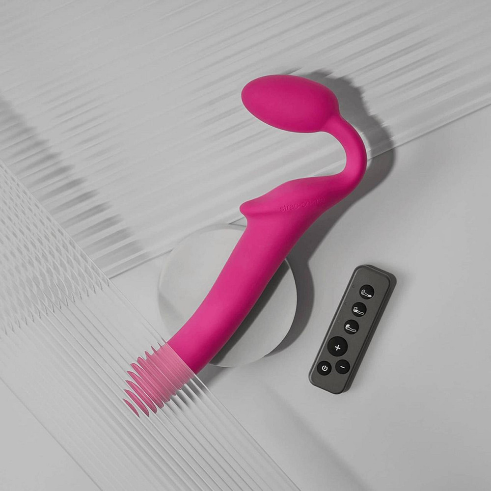 Безремінний страпон з вібрацією Strap-On-Me Vibrating Fuchsia XL, діам. 4,7см, пульт ДК, регульований Sex Aura Київ - фото 2