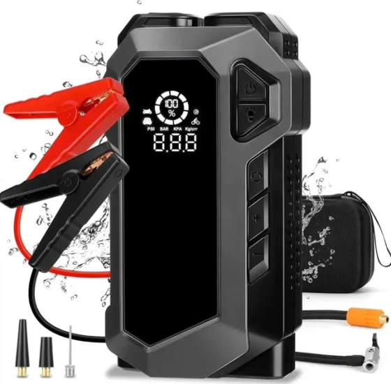 Пускозарядний пристрій Jump Starter 4 в 1 10000 мА·год ART9556 (компресор, повербанк, ліхтарик) Чорний Вінниця