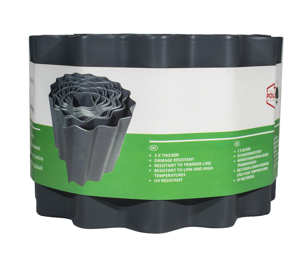 Бордюрна стрічка 15 см 9 метрів сіра посилена VARTCO (Польща) Дніпро - фото 2