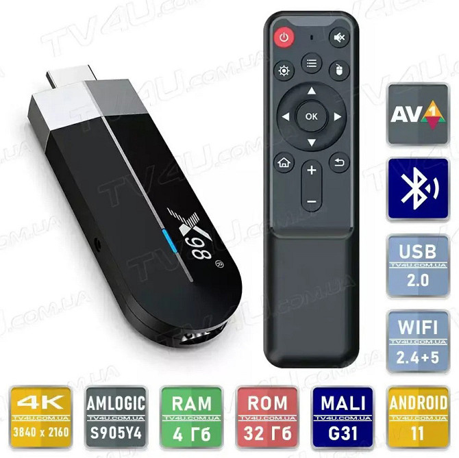 Смарт ТВ приставка стик X98 S500 4/32 Гб Smart TV Box Android 11 Андроїд ТВ бокс Київ - фото 1