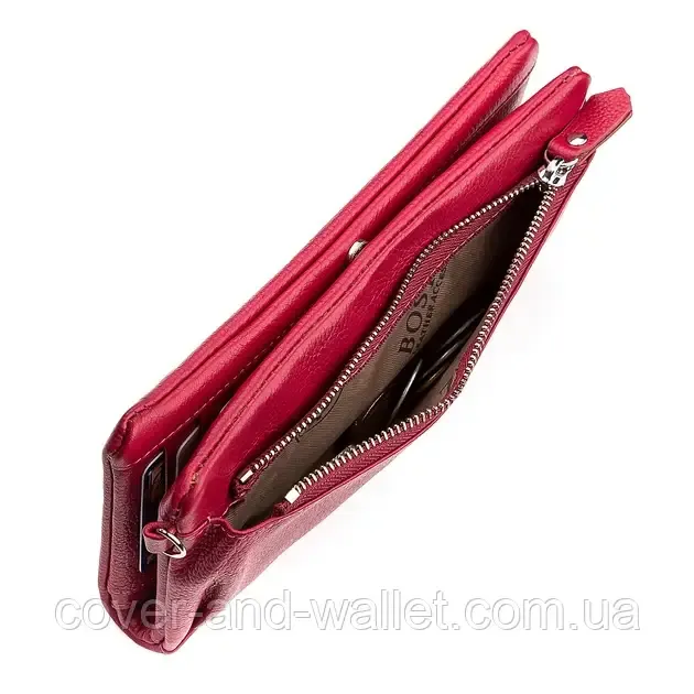 Бордовий жіночий гаманець клатч з натуральної шкіри Boston Киев - изображение 3