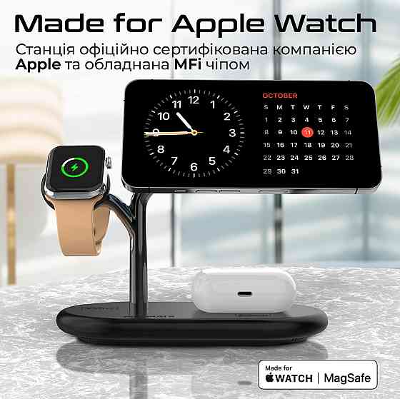 Бездротовий зарядний пристрій Promate Synergy-Pro MagSafe 57W Black ( Чорний ) Харьков