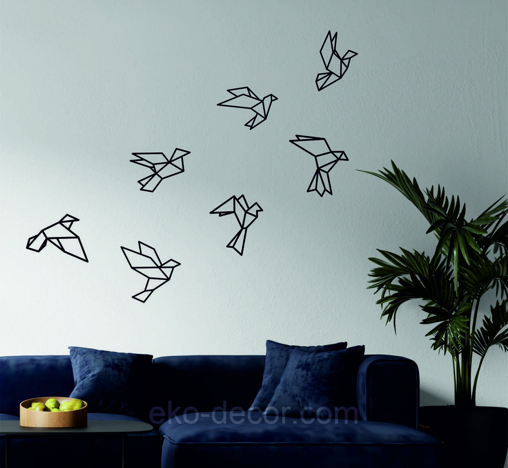 Декоративне настінне Панно «Пташки» Декор на стіну 35*21 см — 5 шт., Чорний Київ - фото 2