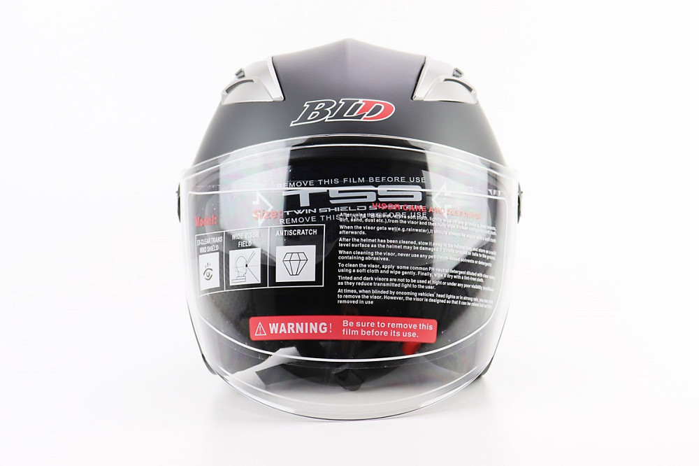 Шолом відкритий+відкидні окуляри BLD-708 М (57-58см), ЧОРНИЙ матовий Київ - фото 5