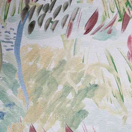 Шпалери вінілові Decoprint Breeze абстракція квіти листя мазками акварель бордові зелені жовті 0.53х10 м Київ