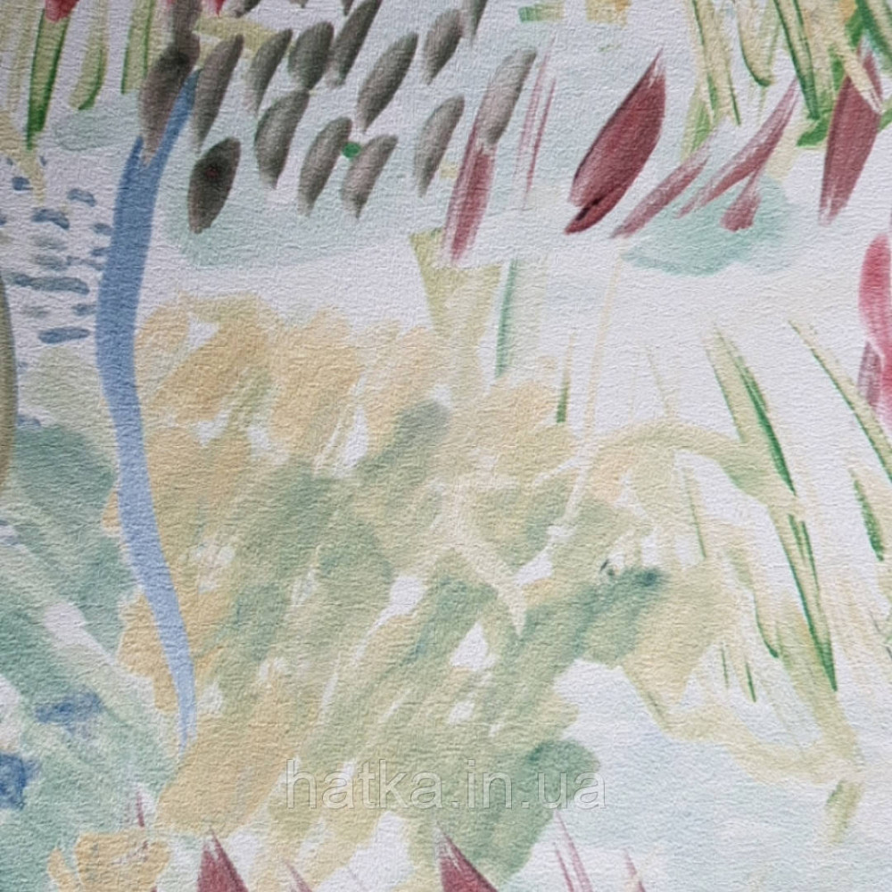 Шпалери вінілові Decoprint Breeze абстракція квіти листя мазками акварель бордові зелені жовті 0.53х10 м Київ - фото 4