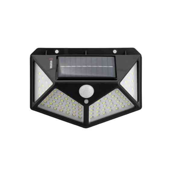 Світильник акумуляторний настінний 100 SMD, вуличний, сонячна панель, датчик руху INTERTOOL LB-0113 Київ