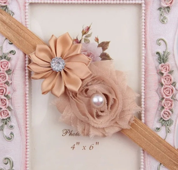 Повязка на голову детская кофейная - размер декора 9см, размер универсальный (на резинке) Киев - изображение 1