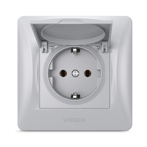 BINERA срібний шовк Розетка внутрішня 1-а із заземленням з кришкою Videx Житомир