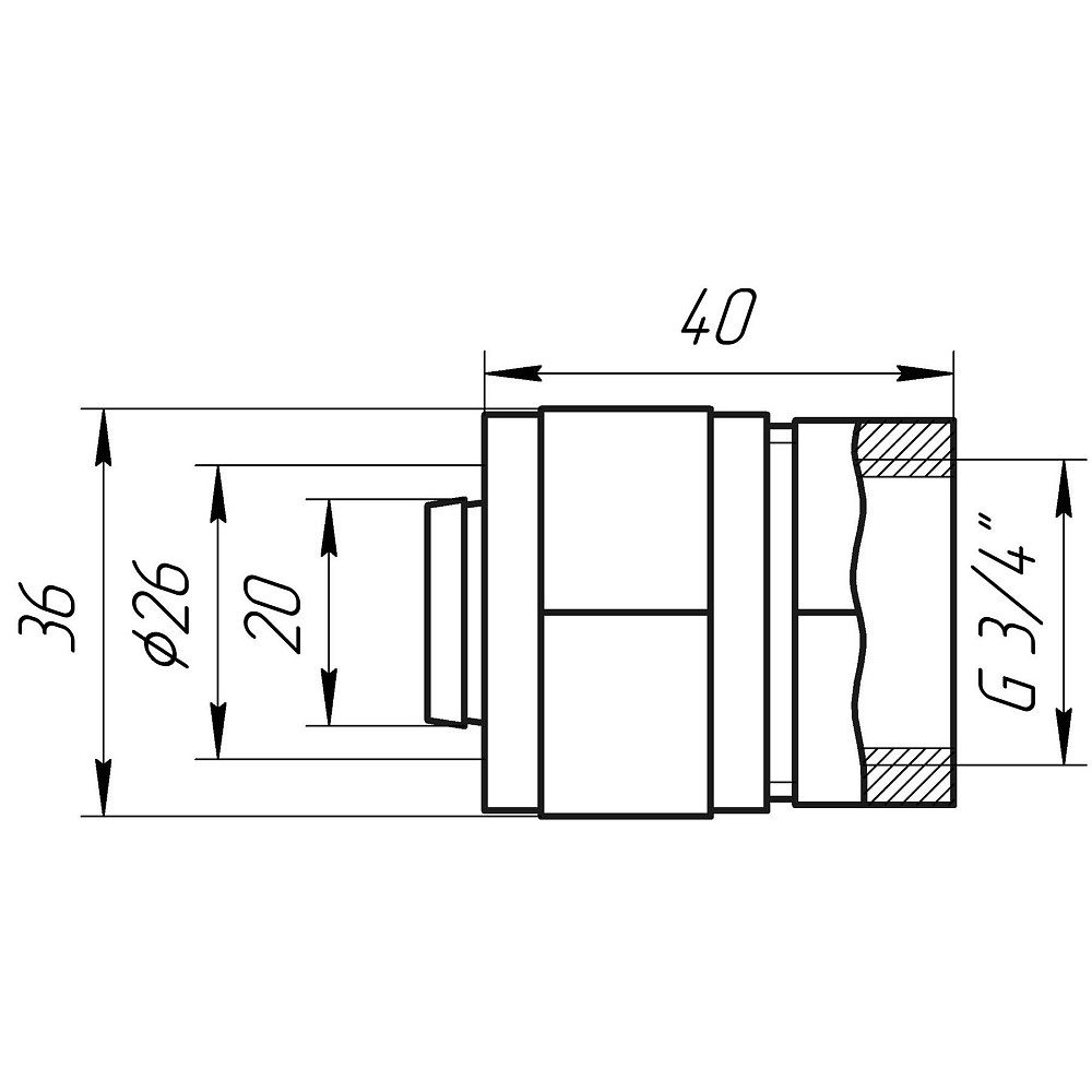 Муфта із внутрішньою різьбою APE ITALY 702 L 3/4″x26 Луцьк - фото 5