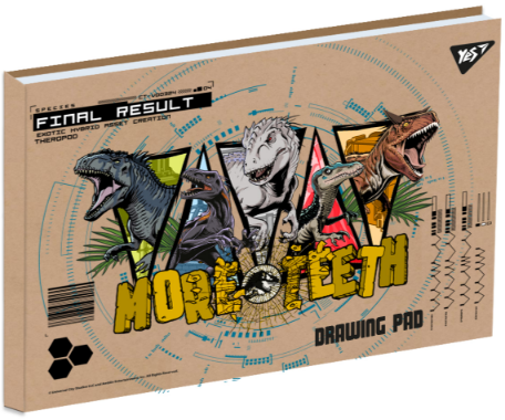 Альбом для малювання "YES" 130548 А4 40л/100 склейка белила "Jurassic world" крафт, шт Київ