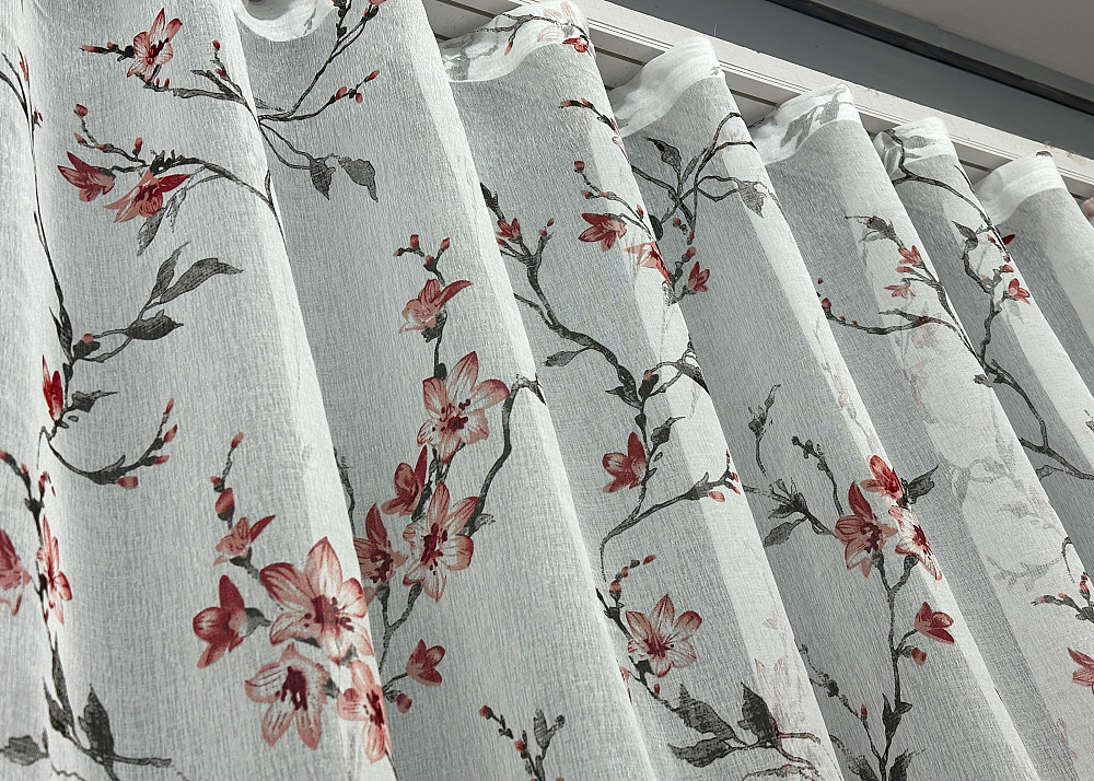 Тюль VR-Textil 1904т Flora Батист Білий із червоно-коричневим 300х270 см (40-242) Київ - фото 7