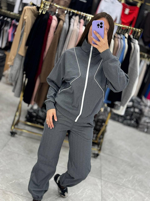 Стильний жіночий повсякденний костюм Кашемір на вовняній основі. Графіт, 46/48 Одеса - фото 1