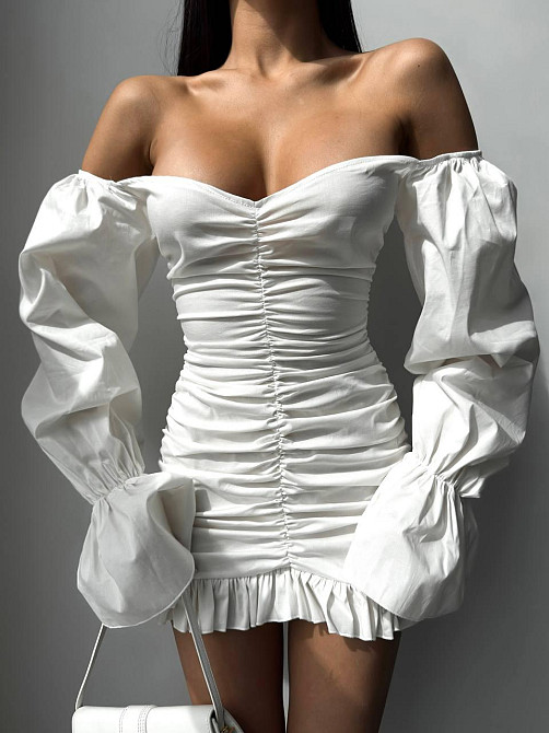 Жіноча приваблива вечірня мініплаття з турецького котону Білий, 42/44 Одеса - фото 10