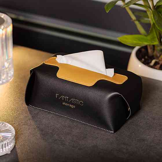 Салфетница из эко-кожи для авто, черная Киев