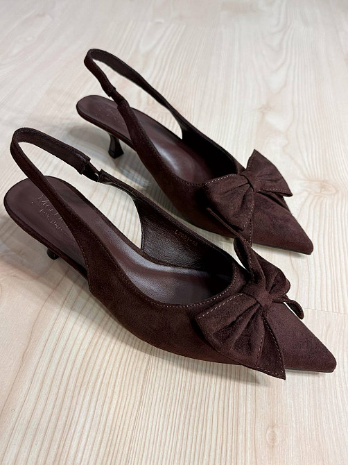 Туфлі жіночі Meideli 2051-13 slingback човники з бантом на підборах коричневі, 36, 23,2 см Київ - фото 7