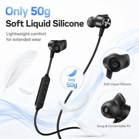 Беспроводные Bluetooth-наушники UXD с микрофоном CVC 8.0, Hi-Fi звук, IPX7, до 20 часов работы, магнитные, черные Киев