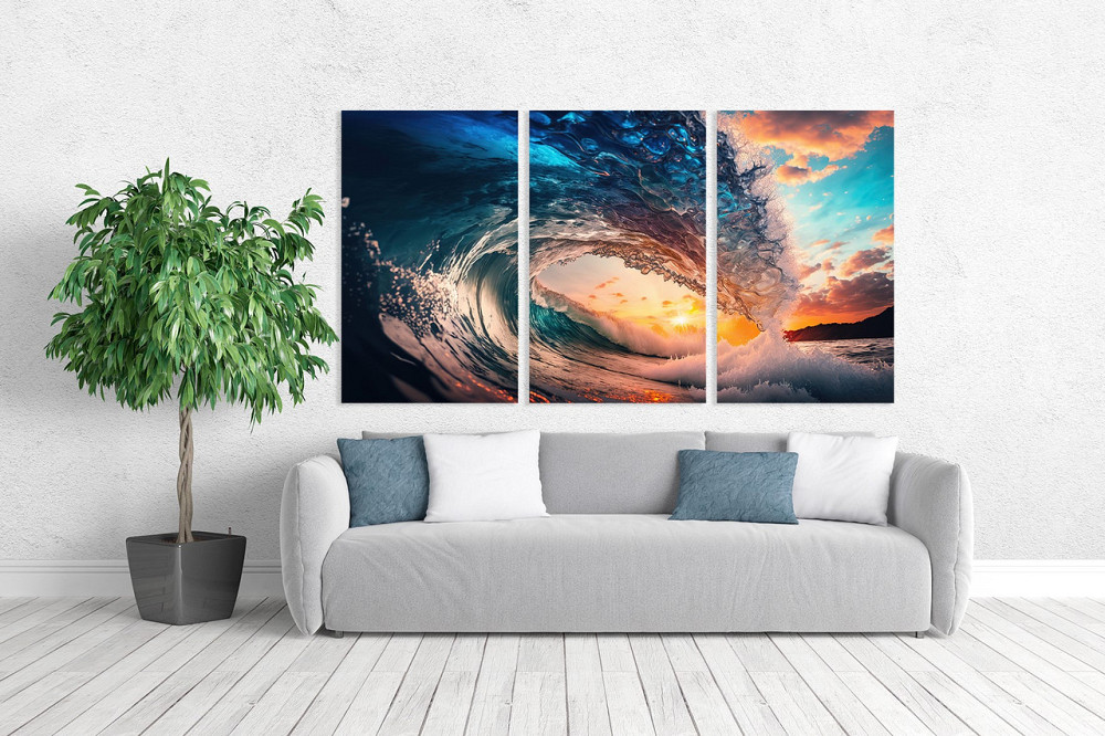 Модульная картина в гостиную / спальню  Морські хвилі   ART-116_3A 100х150 см Київ - фото 2