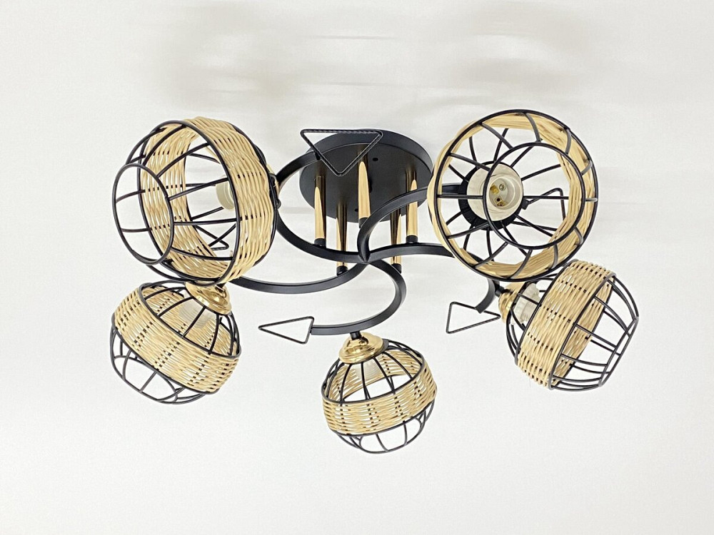 Стельова люстра на 5 плафонів 91179A/5 чорний+хром Коломия - фото 1