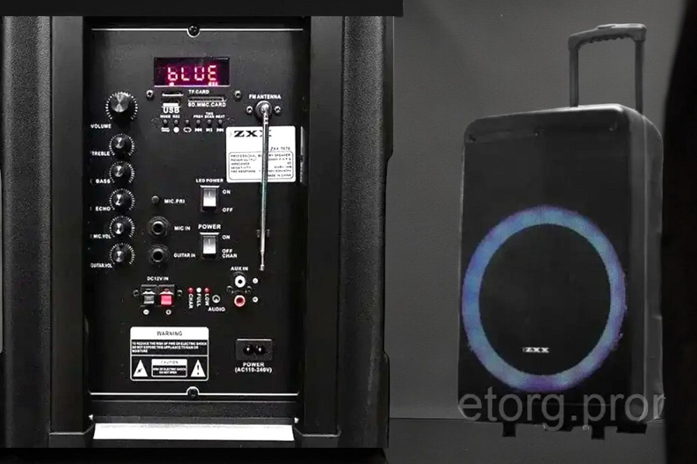 Акустична переносна колонка ZXX-7878 60Вт 15" 72х42х35см USB/SD/FM/BT/TWS/2MIC/ДК Одеса - фото 2