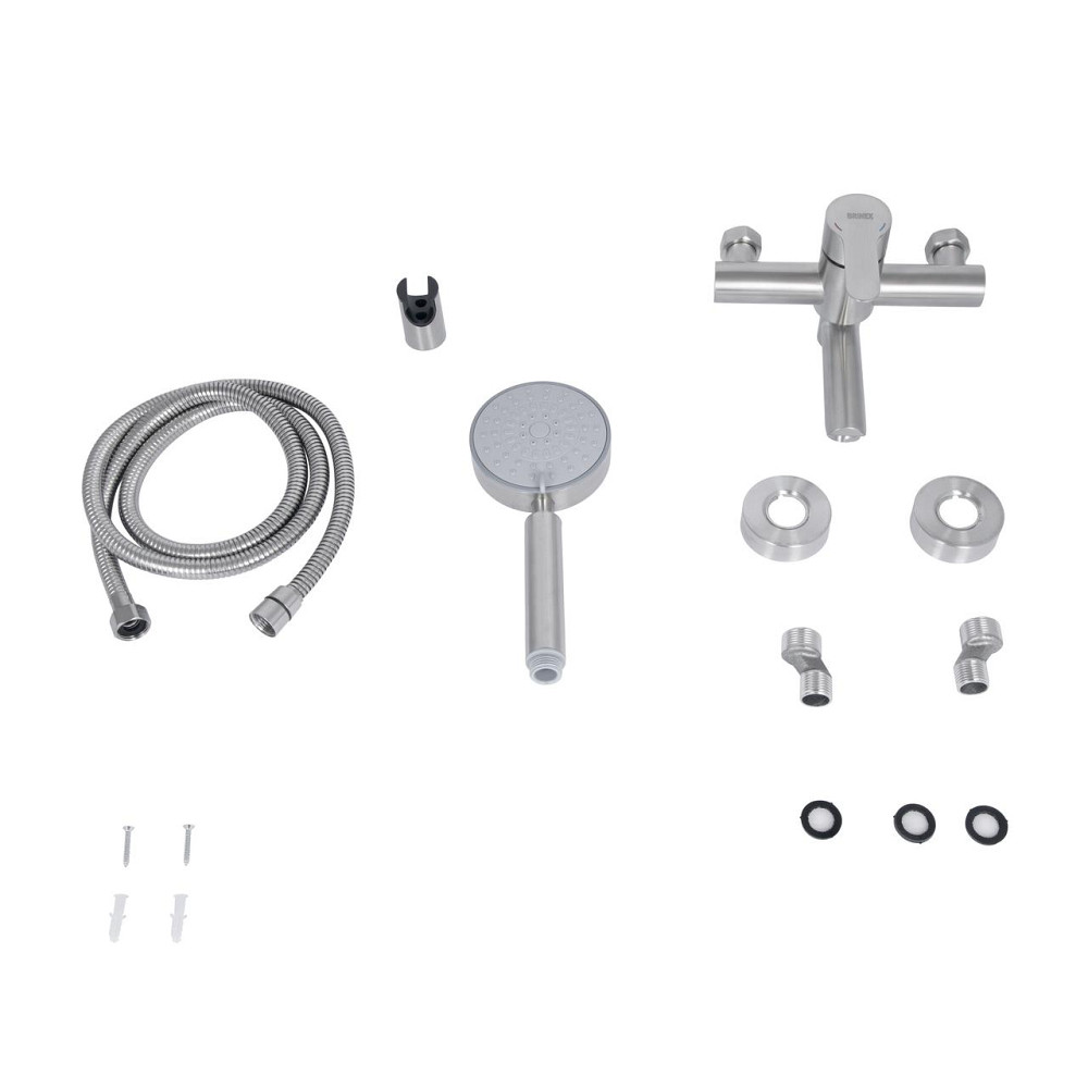 Змішувач для ванни Brinex Pure 006 з поворотним виливом (з душовим гарнітуром) Nickel BRIPUR006NKL Київ - фото 6