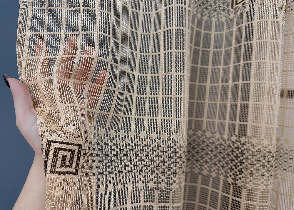 Тюль сетка VR-Textil Juli № 1151т Арка на кухню цвет какао с коричневым 200х150 см (53-0130) Киев - изображение 3