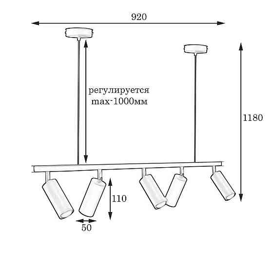 Світильник циліндр стельовий поворотний Е27-5 Tube NL 2450-5 BK Київ