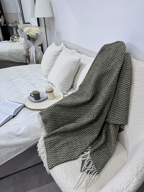 Vladi Плед Vladi 140x200 см из 100% вовни вівці з Нової Зеландії зелений Киев - изображение 8