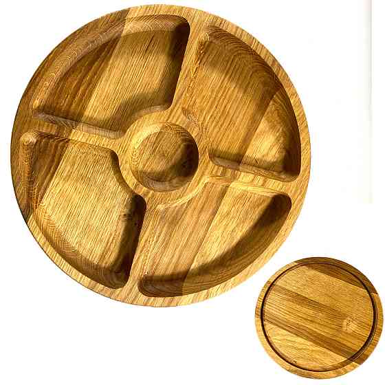 Деревянная тарелка из натурального дерева диаметр 30 см, высота 2 см, тарелка для закусок Каменец-Подольский