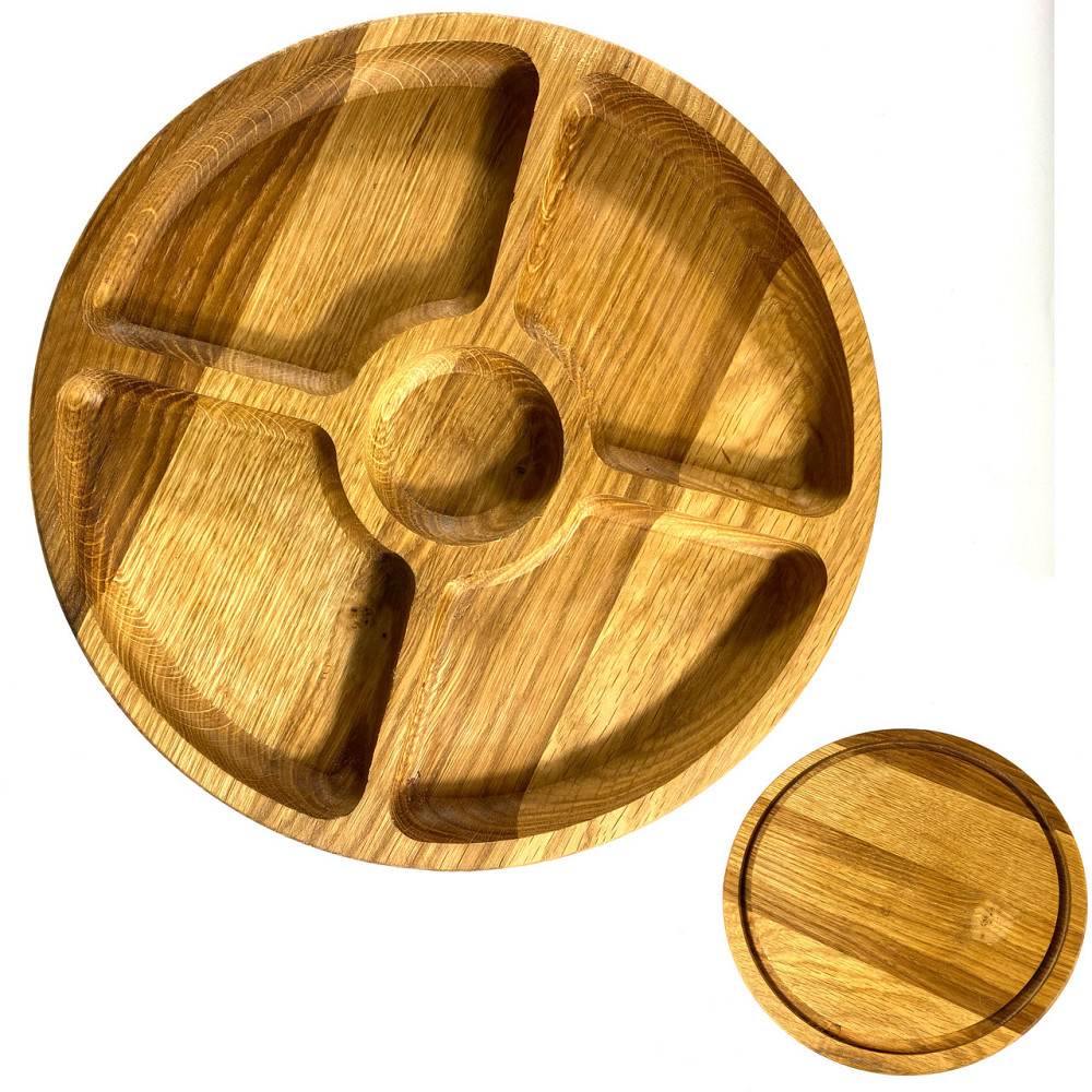 Деревянная тарелка из натурального дерева диаметр 30 см, высота 2 см, тарелка для закусок Каменец-Подольский - изображение 1