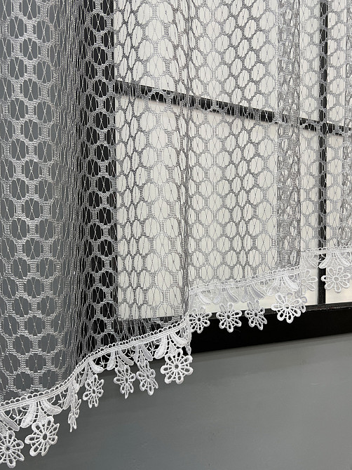 Кухонна арка VR-Textil № 000к сітка з макраме сірий з білим 270х155 см (51-273) Київ - фото 6