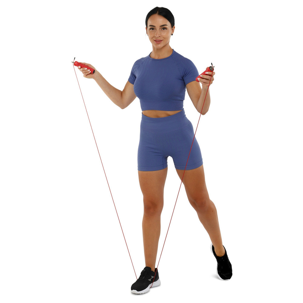 Скакалка швидкісна з підшипником і металевим тросом 3 м FI-5347 Вишневе - фото 7