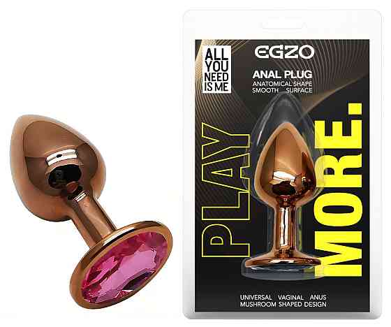 Анальна пробка з кристалом EGZO - Dark Gold Round Plug Rose, size S Sex Aura Київ