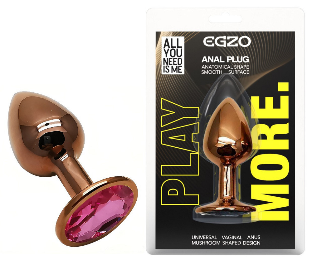 Анальна пробка з кристалом EGZO - Dark Gold Round Plug Rose, size S Sex Aura Київ - фото 1