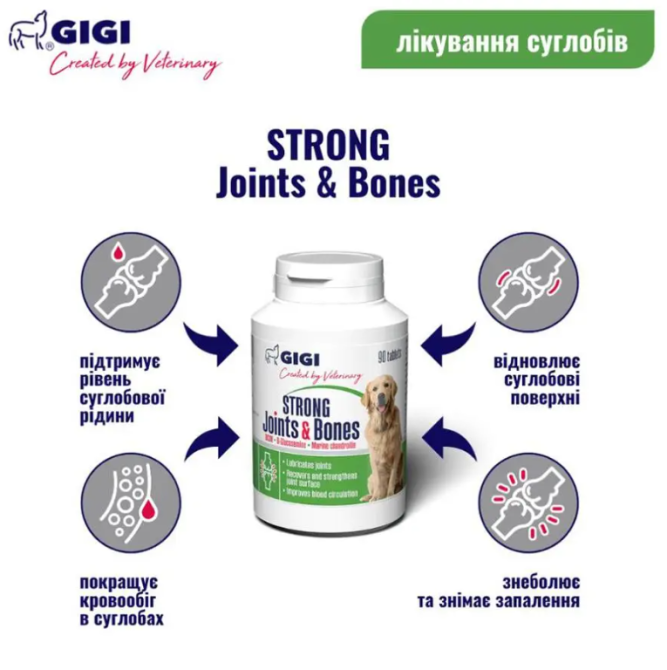 Вітаміни GIGI Strong Joints & Bones для лікування суглобів і кісток №90 таблеток Вінниця - фото 2