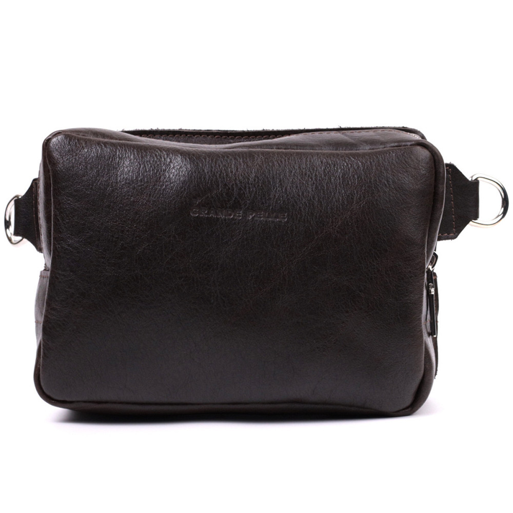 Прямоугольная сумка бананка из качественной натуральной кожи GRANDE PELLE 22575 Коричневый Киев - изображение 5