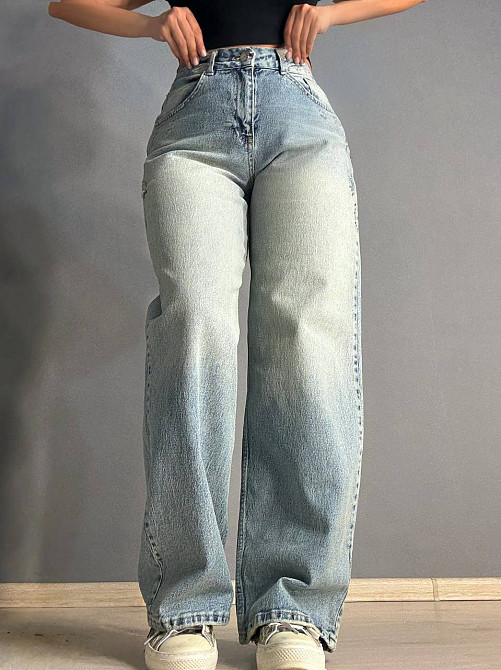 Джинси жіночі I8 51777 широкі скейтер baggy з потертостями блакитні , блакитний, 27, 27, 74 см, 106 см Київ - фото 11