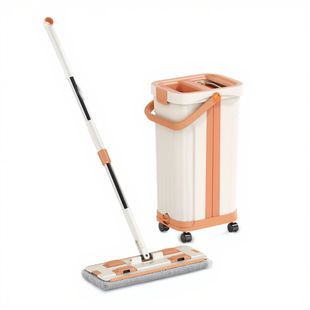 Швабра з відром 16 л для миття підлоги з віджимом плоска насадка з мікрофібри набір для прибирання будинку HP-35015-58 Коломыя - изображение 1