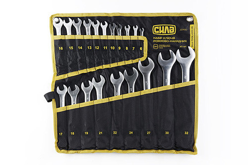 Набір рожково-накидних ключів CrV в чохлі 6-32 мм (20 шт) СИЛА Харків - фото 1