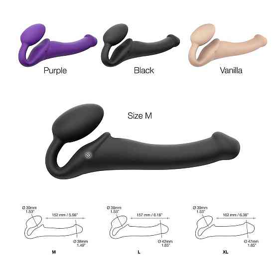 Безремневой страпон с вибрацией Strap-On-Me Vibrating Violet L, диам. 3,7см, пульт ДУ, регулируемый Sex Aura Киев