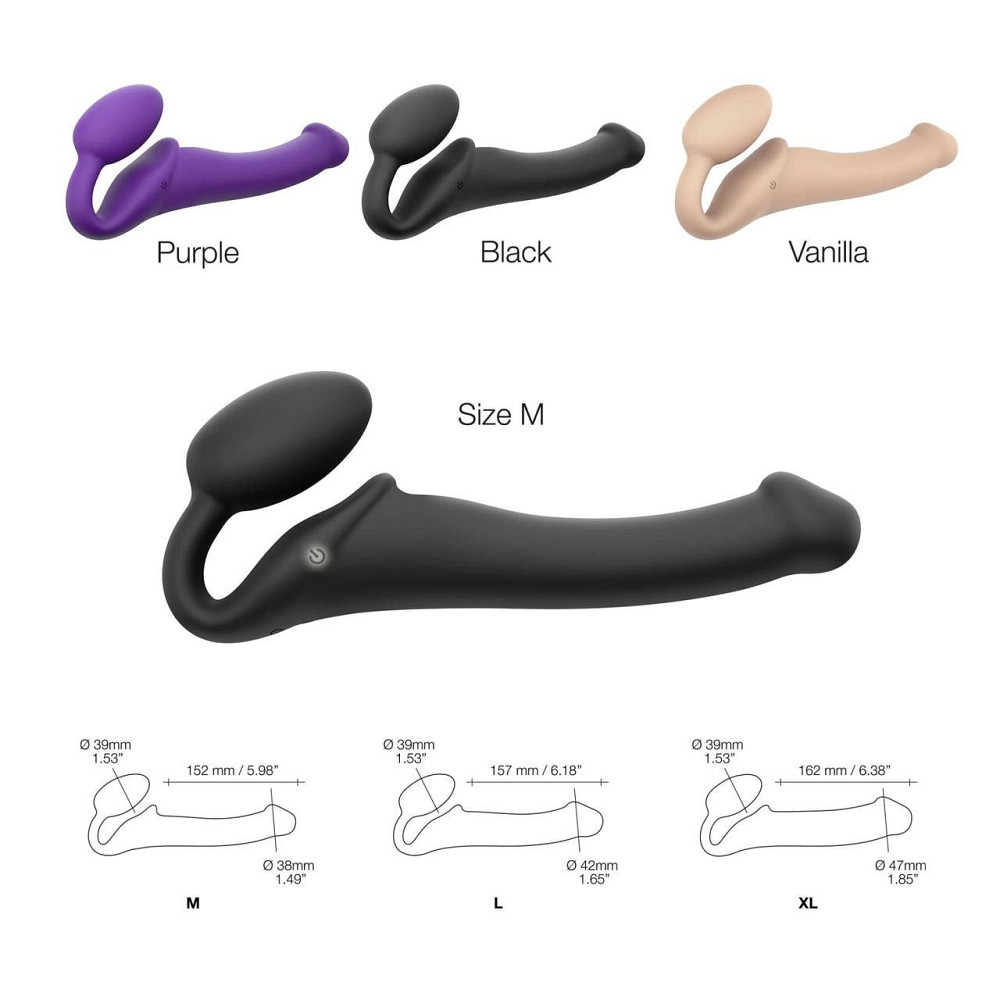 Безремневой страпон с вибрацией Strap-On-Me Vibrating Violet L, диам. 3,7см, пульт ДУ, регулируемый Sex Aura Киев - изображение 2