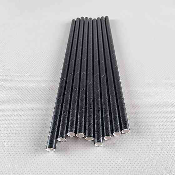 Соломка трубочка бумажная Ø 6 мм 19,5 см черная  25шт (1 пачка) Харьков