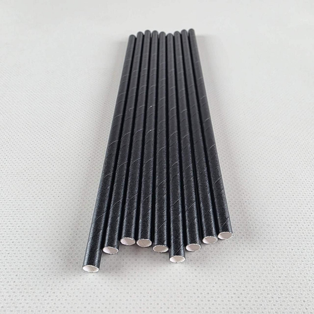 Соломка трубочка бумажная Ø 6 мм 19,5 см черная  25шт (1 пачка) Харьков - изображение 1