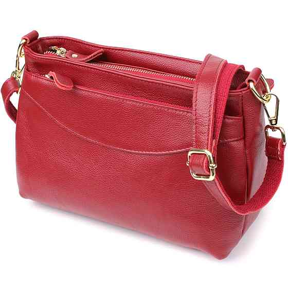 Сумка жіноча з твердим дном з натуральної шкіри Червоний (Vintage) Київ