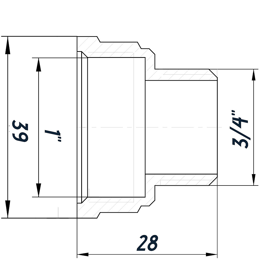 Перехідник редукційний 1″х3/4″ВЗ нікельований восьмигранний NK543O OPTIMUM Тернополь - изображение 3