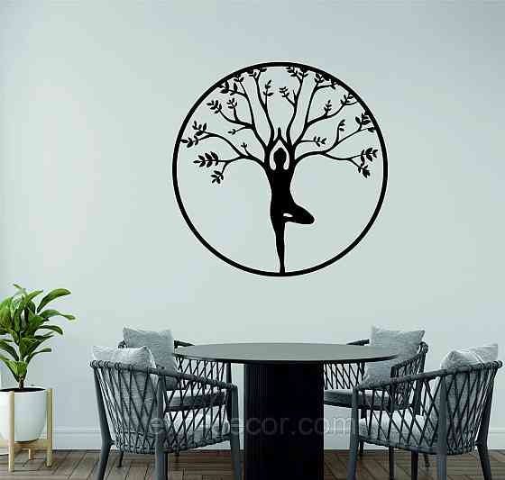 Декоративне настінне 3D Панно «ЙОГА» Декор на стіну з об'ємом 90*90 см, Чорний Київ