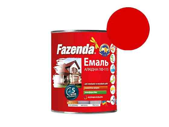 Емаль алкідна ПФ-115 Червоний 0,9кг ТМ FAZENDA   Solmir Київ