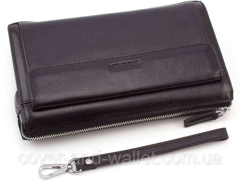 Черная кожаная барсетка клатч на молнии из натуральной кожи Marco Coverna 8543-3 Киев - изображение 3