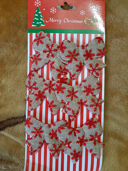 Новорічні банти на ялинку 6 штук 7 на 5 см різнобарвний Київ - фото 1