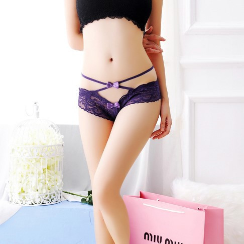 Трусики жіночі з розрізом і бантиками універсальний фіолетовий Київ - фото 2